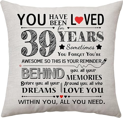 Regalo de cumpleaños número 39 para mujeres y hombres, decoración de cumpleaños, funda de almohada, regalos para mujeres de 39 años, papá, mamá,