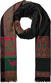 Camel Men's Shawl, Scarf, Black, Large