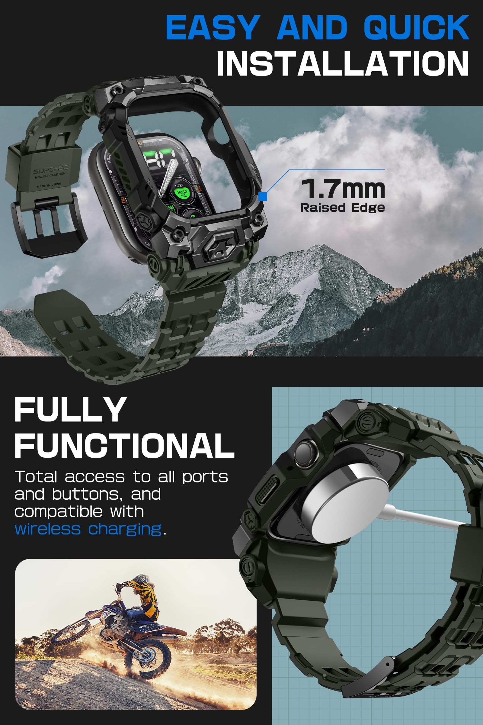 SUPCASE Funda para Apple Watch 11/10 de 46 mm con correa (mineral de escarabajo unicornio), antiarañazos, protección de grado militar, funda resistente deportiva para hombre con correa ajustable