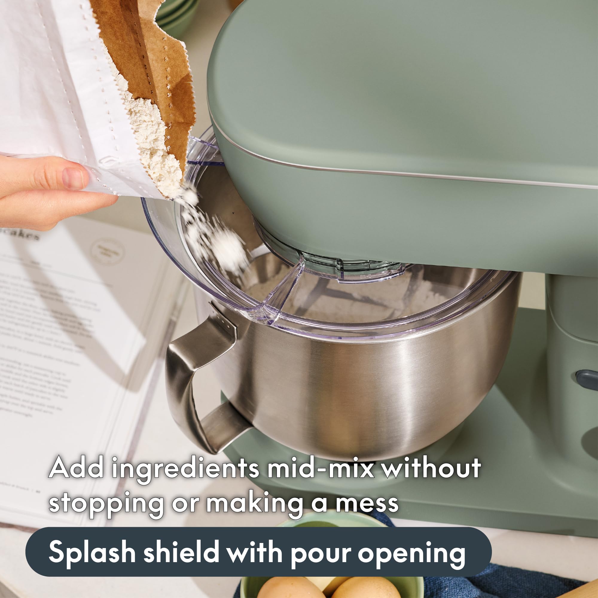 bella STIR 5.3Qt Tilt-Head Stand Mixer, 12-Speed Countertop Mixer, Aloe view 6