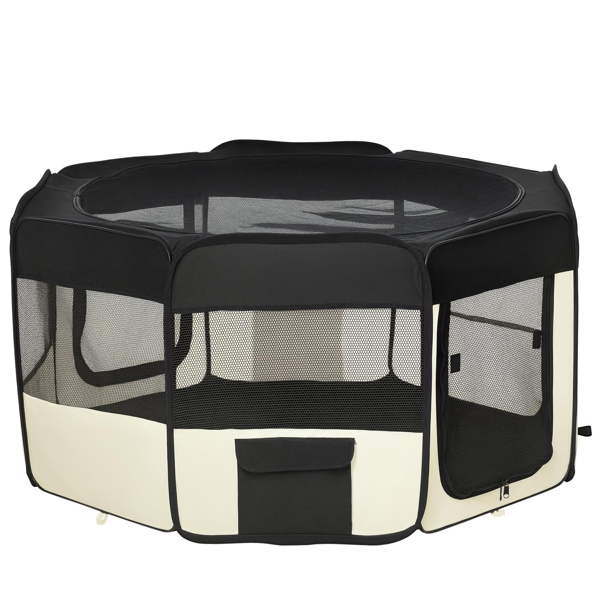 Parque para perros plegable con bolsa de transporte 125 x 125 x 61 cm negro 020001728