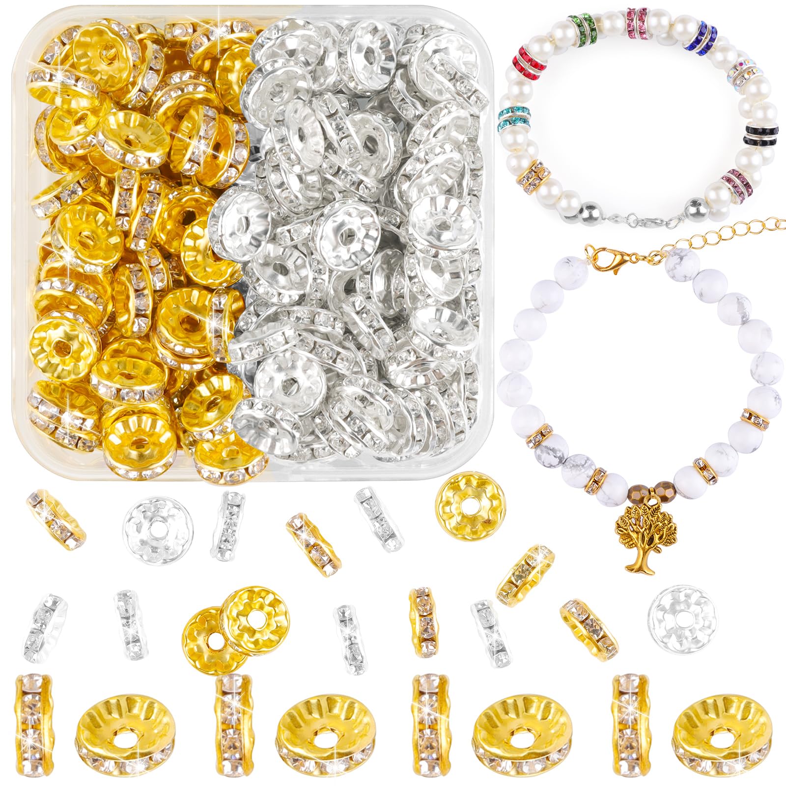 400pcs 10mm Sparkling Crystal Spacer Beads