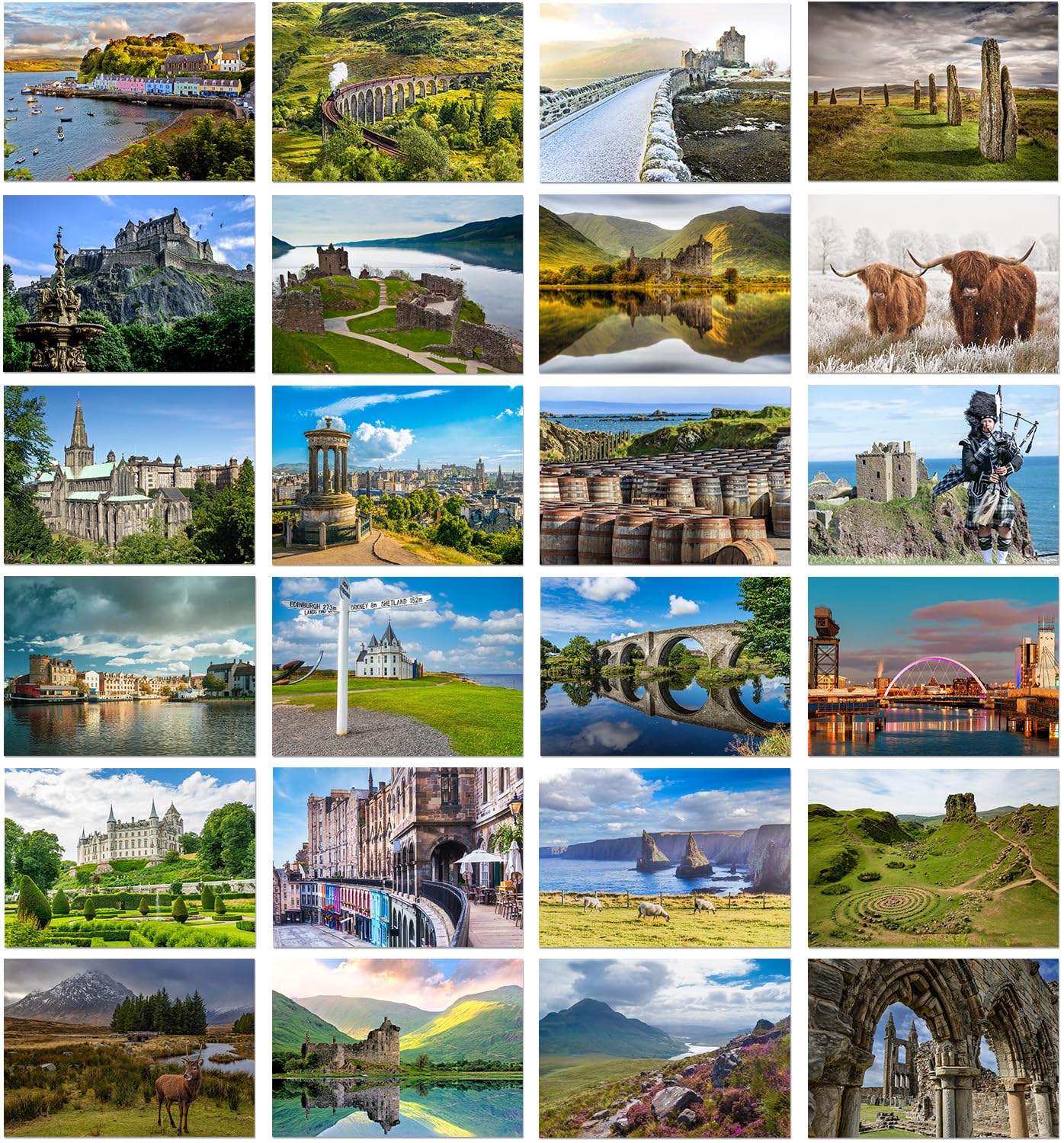 24 x Scottish Scenic Landscapes Greeting Cards – A great value Multipack, Eco Friendly and Designed and Printed in the UK