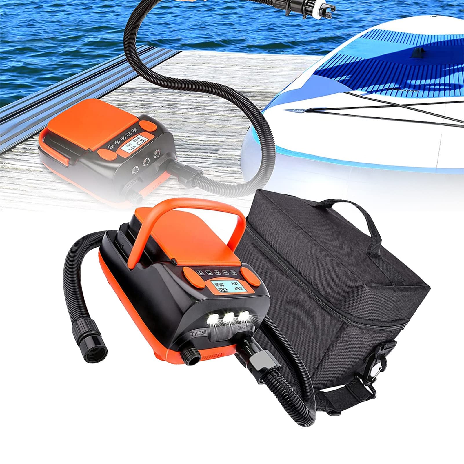 Pompa Aria Digitale AGPtEK Per SUP - Compressore 12V Ricaricabile 6000mAh - Gonfia/sgonfia Fino A 16 PSI - Display LCD E Torcia LED - Foto 12