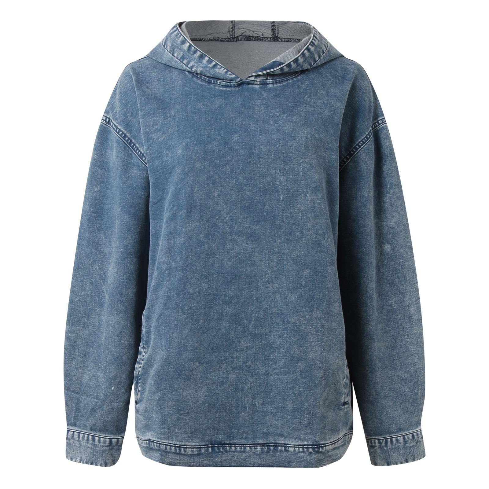 Sudadera Vaquera con Capucha, Holgada, Elegante, Informal y versátil