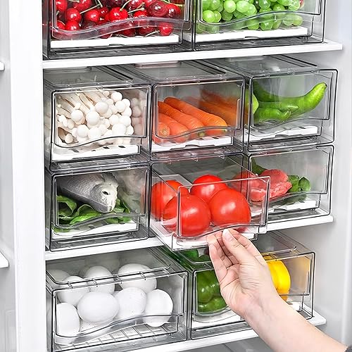 Miniatura 10 de bealy Paquete de 2 cubos organizadores apilables para refrigerador, cajones extraíbles, organizador de refrigerador, sin BPA, organizador de