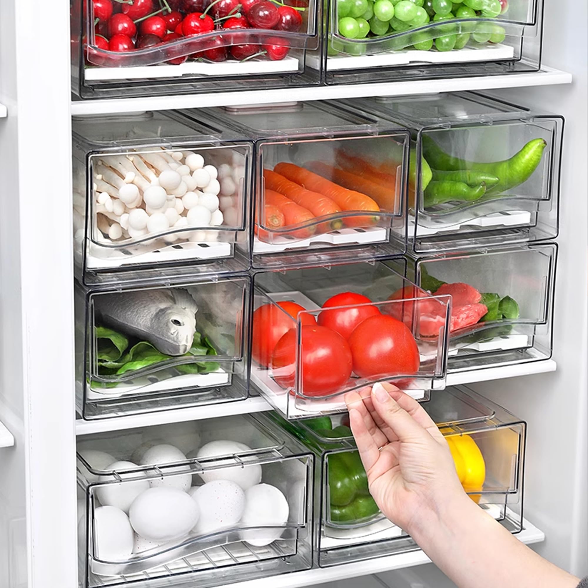 Bealy Organizer Dispensa 5 Pezzi Con Divisori - Contenitori Acrilici Trasparenti Per Snack, Spezie, Bustine, Impilabili Per Cucina