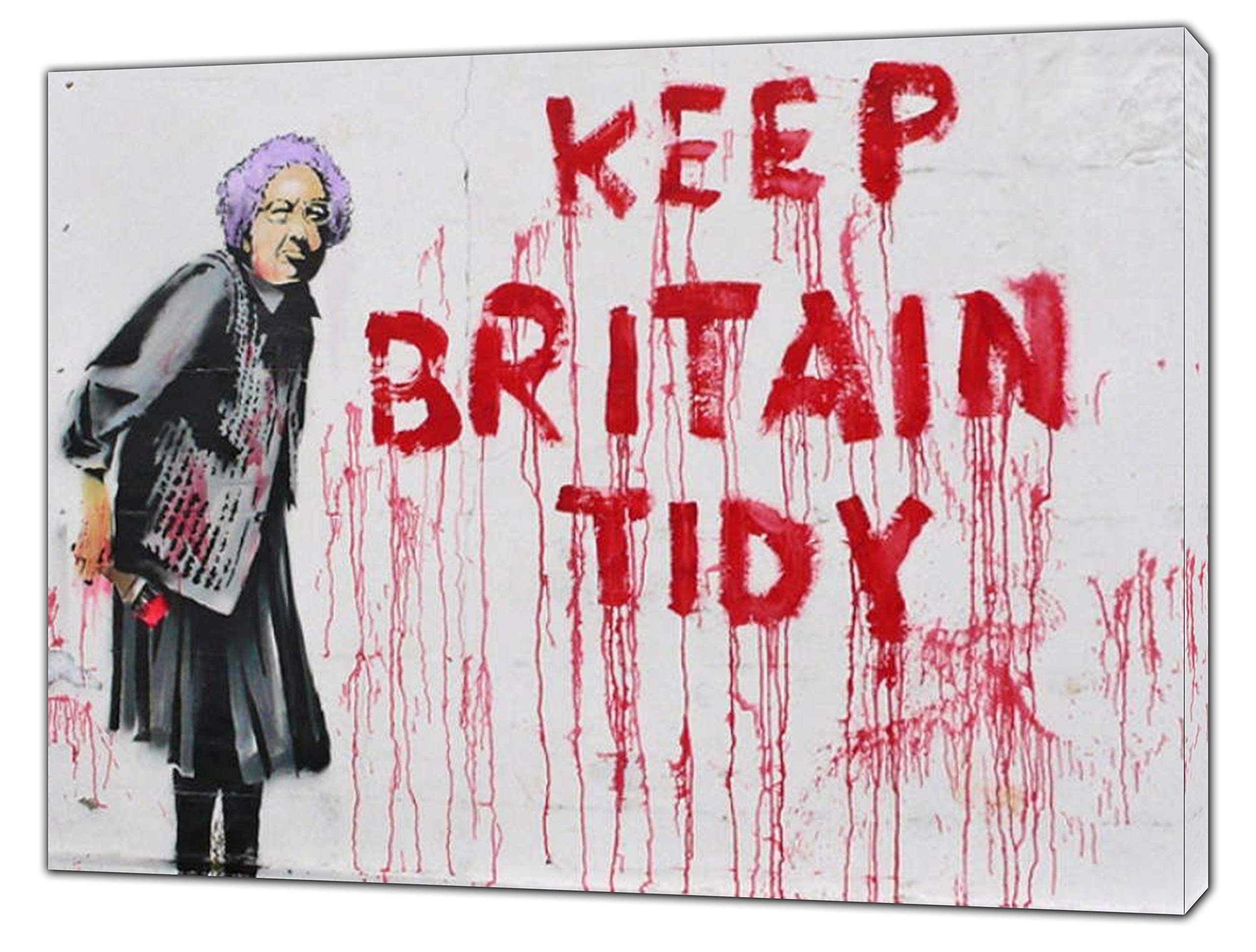 Banksy Reprint - Lienzo con marco para decoración de la oficina o el hogar, diseño con texto en inglés "Keep Britain Tidy Paint", 24'' x 16 inch( 60x 40 cm ) -38mm depth