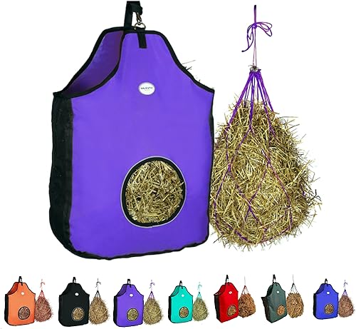 Majestic Ally 1200 D - Bolsa de alimentación de heno para caballos, ovejas con ribete reflectante, reduce los residuos, viene con red de heno de 36
