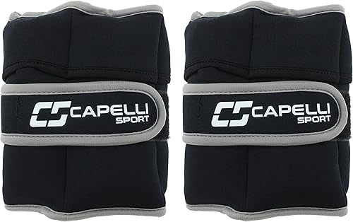Capelli Sport Ankle and Wrist Weights, Adjustable Level Leg and Arm Weights, Black, 10 lbs, Set of 2