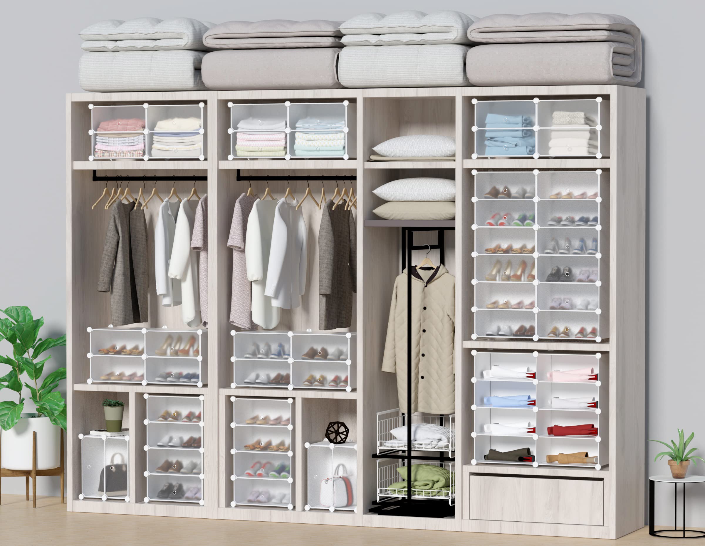 HOMIDEC Meuble Chaussure, 10 Niveaux Meuble à Chaussure, pour 20 Paires de Chaussures, Rangement Chaussure Chaussure Entree pour Entrées, Chambres et Couloirs, Transparent