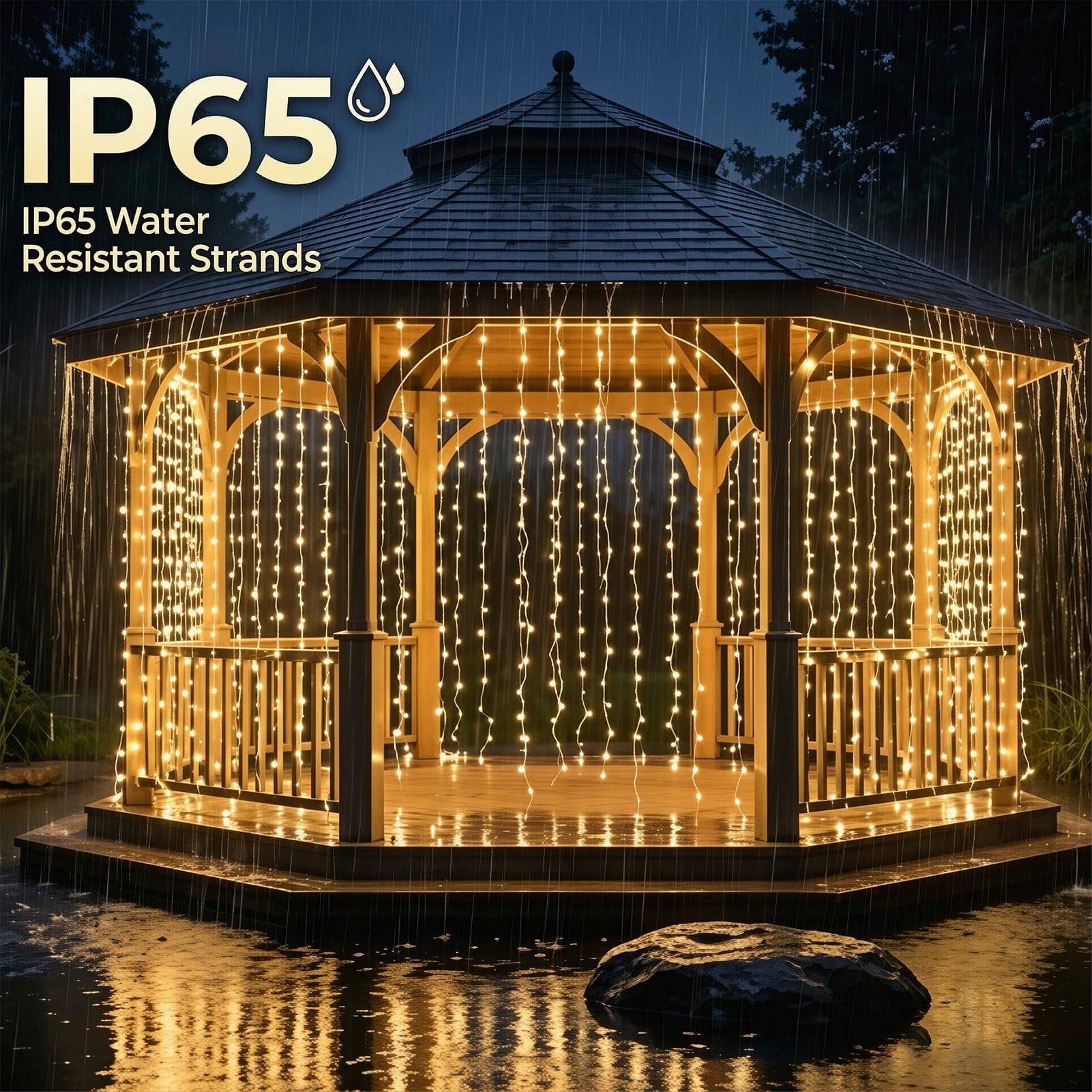 2 Stück Lichtervorhang Aussen 6M x 3M 600 LED Lichterketten Vorhang mit Stecker, 8 Modi, Timer, Wasserdicht Lichterkette Hängend für Wand Balkon Hochzeit Pavillon Terrassen Garten Außen Deko