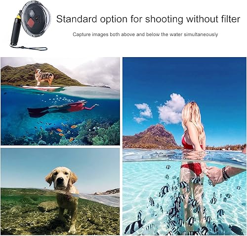 Miniatura 5 de Puerto de cúpula impermeable para GoPro Hero 13 12 11 10 9 negro con filtros intercambiables incorporados, agarre de mano flotante, gatillo, buceo,