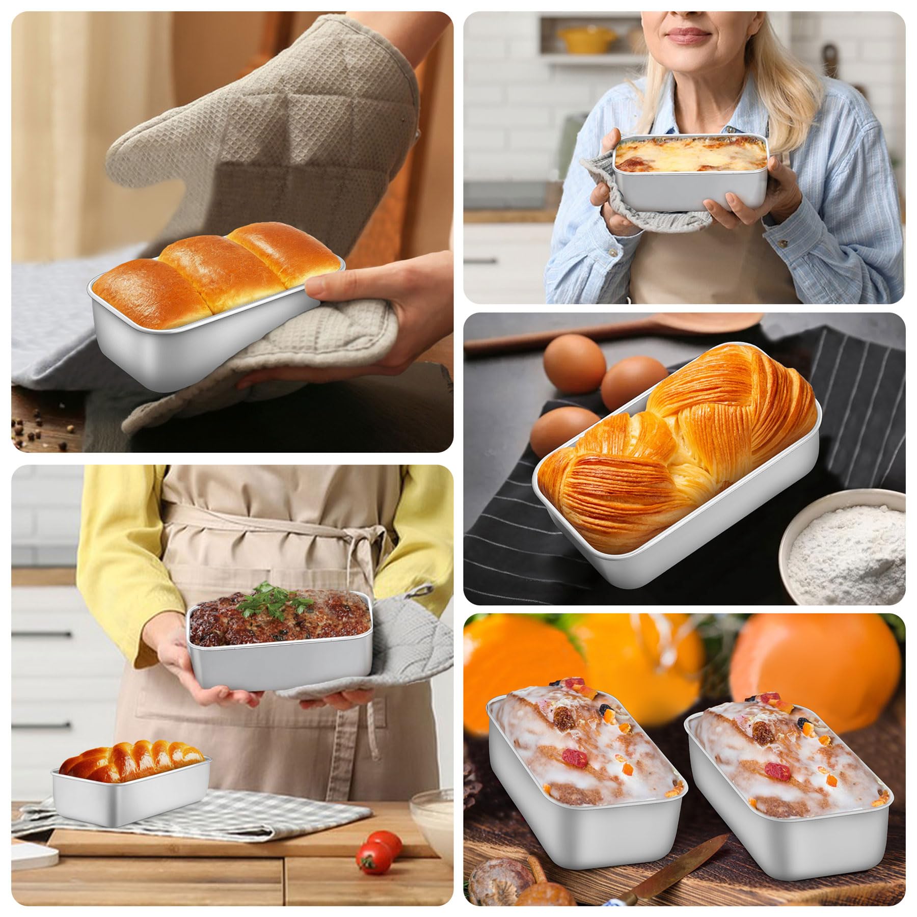LIANYU Mini-Kastenform zum Backen von Brot, 16,3 x 8,9 cm, Edelstahl, kleine Brotbackform für hausgemachten Hackbraten, Backform, perfekt für Bananen-Sauerteig-Sandwich, spülmaschinenfest, 12 Stück | Kastenform für hausgemachten Hackbraten, Backform, perf