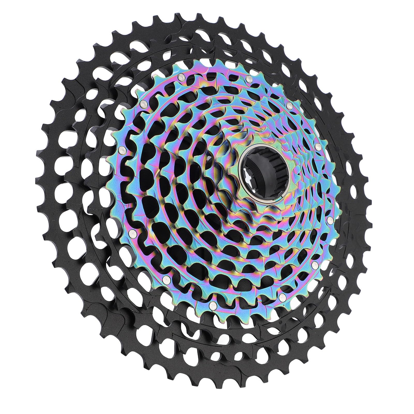 Chrees Aleación de aluminio CNC Hollow Bike Casete, XD FreeHub, fácil instalación para cassettes de bicicleta volante con cambio rápido de marcha (negro colorido)