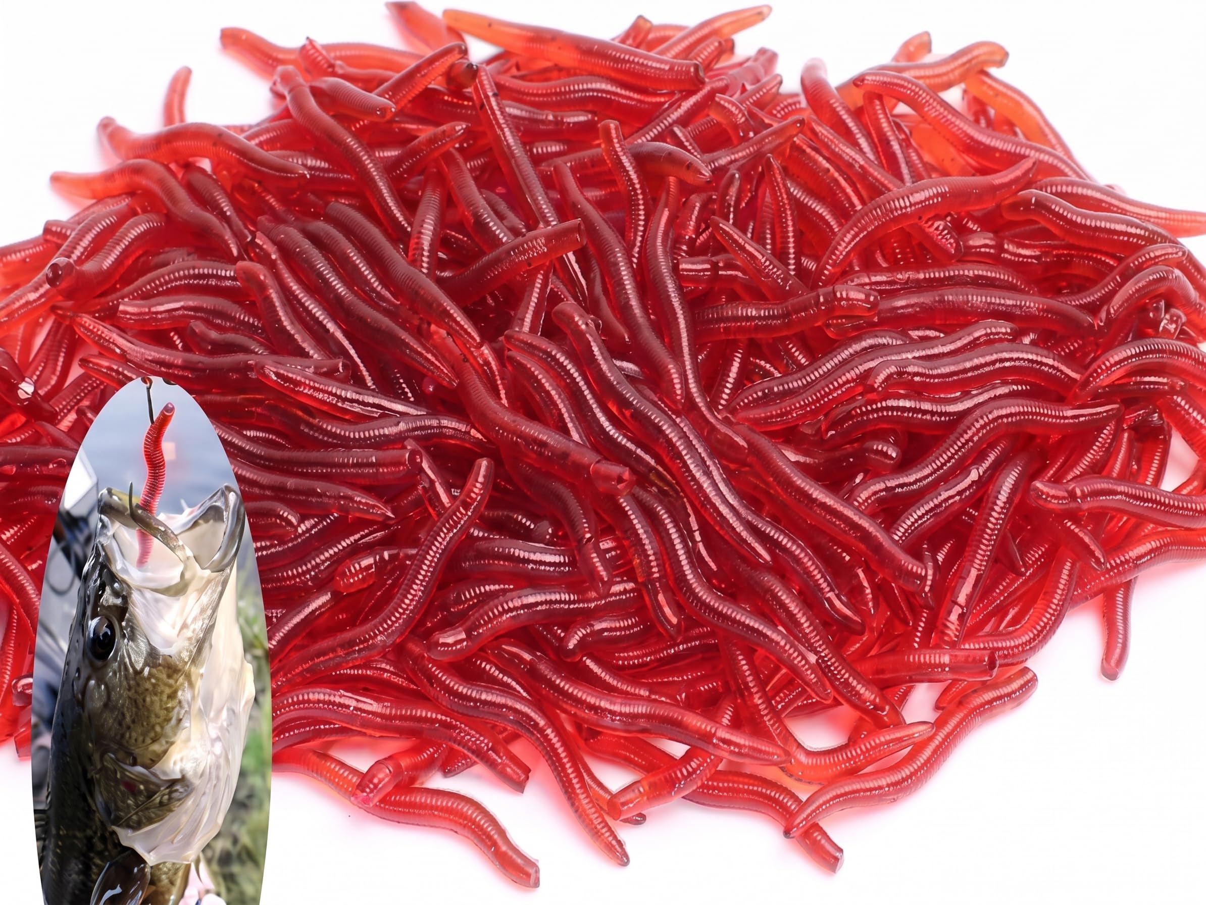 100PCS Soft Fishing Worm Lures for Freshwater & Saltwater Fishing | Artificial Silicone Earthworm Baits for Bass, Trout, Catfish & Carp (Red)-image-15