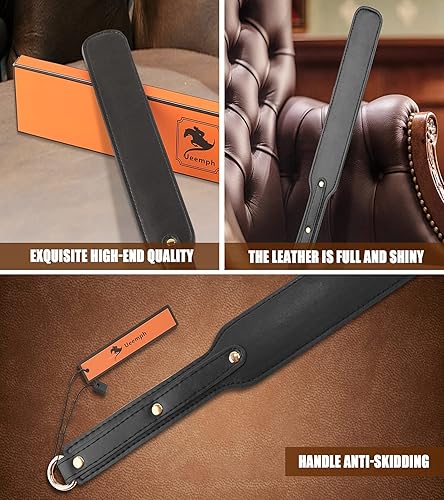 Miniatura 9 de Ueemph Cultivo de equitación de 18 pulgadas, paleta de cuero, paletas de alfombra súper duraderas, cultivos ecuestres