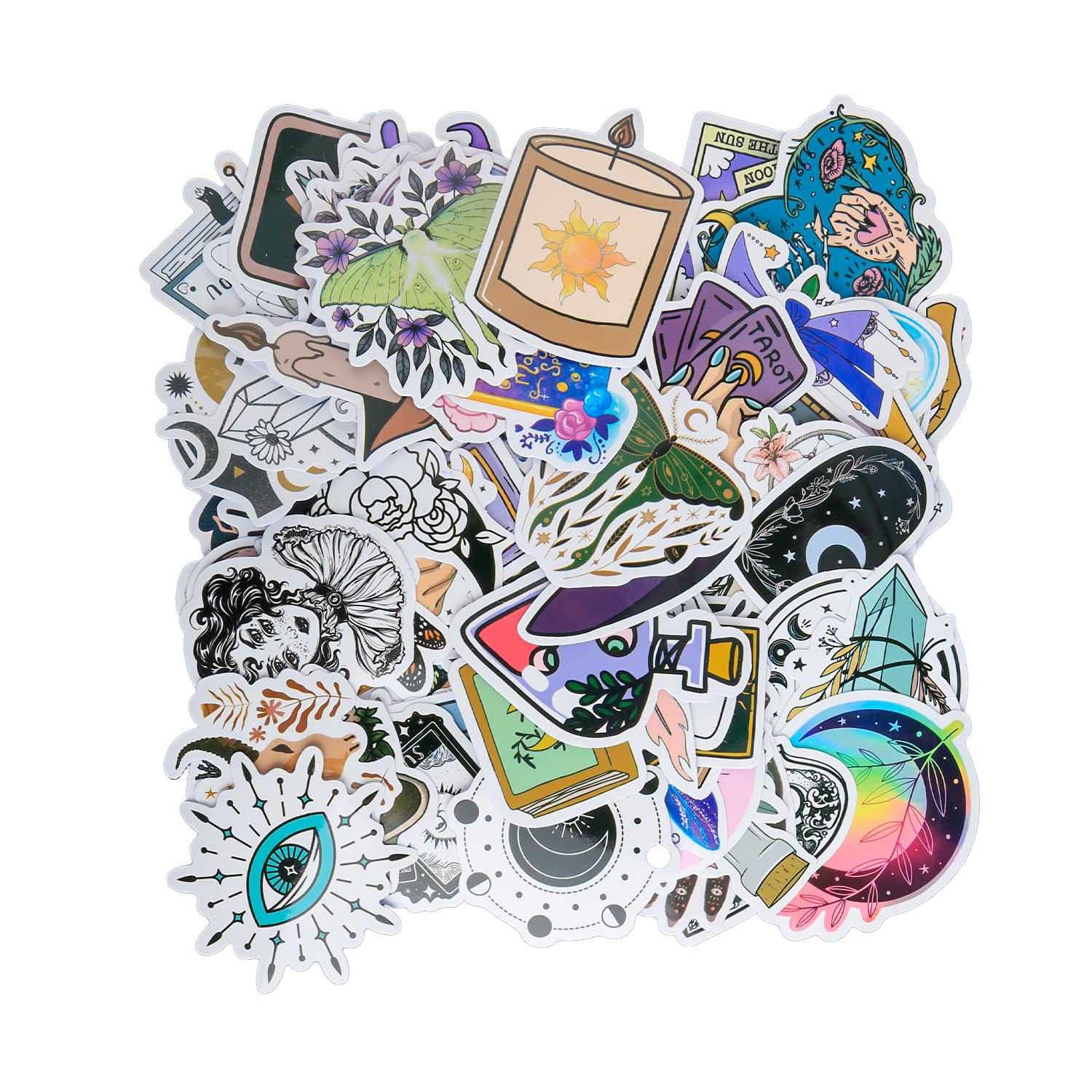 Bojueshaw 100Pcs Boho Witch Stickers,Cute Magic Potions Sticker,Waterproof Vinyl Gothic Aesthetic Decals for Laptop,Water Bottle,Phone,Skateboard