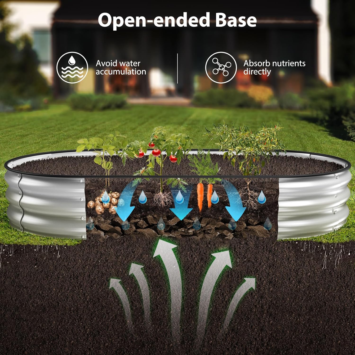 Winpull Raised Garden Bed Kit, 6x3x1 ft Galvanized Planter Box Outdoor with Safety Edging, Large Metal Raised Beds for Gardening Vegetables Flower Herb (Silver)