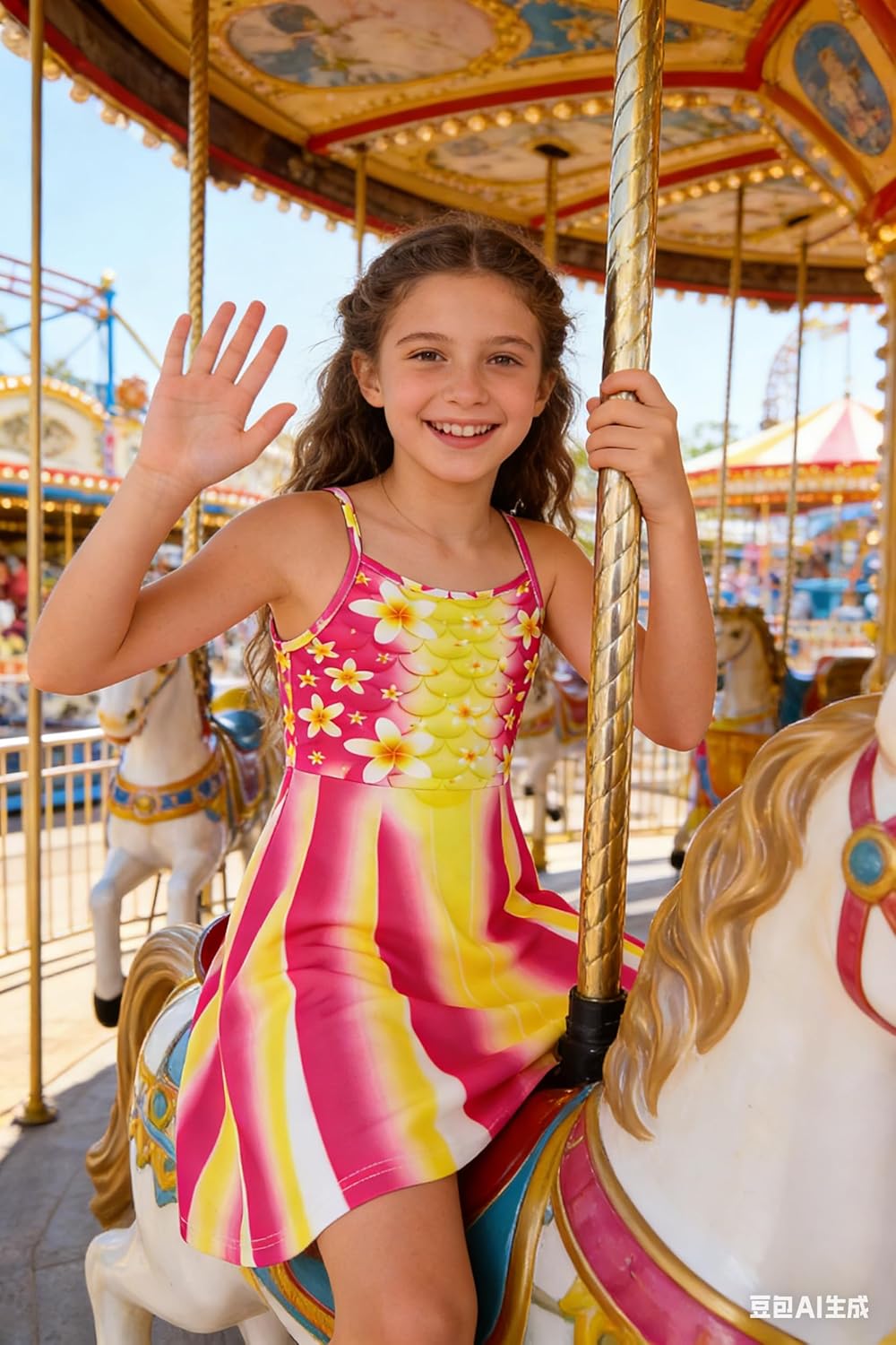 Girls Summer Sundress Adjustable Strap Cami Dress Spaghetti Strap Dresses Size 4-13 - Image 2