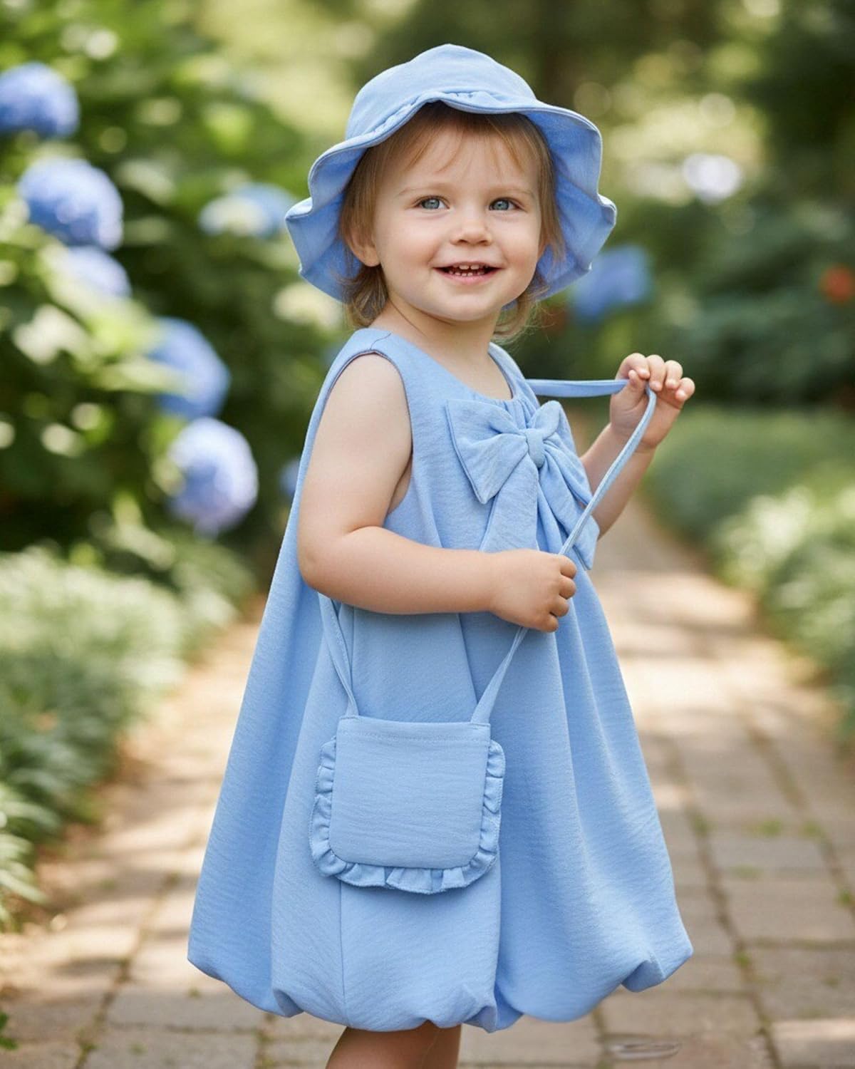 Baby Girl Dress Infant Clothes Summer Sleeveless Bow Puff Bubble Dresses Casual Linen Sundress for Toddler Girls 3M-3T - Image 3