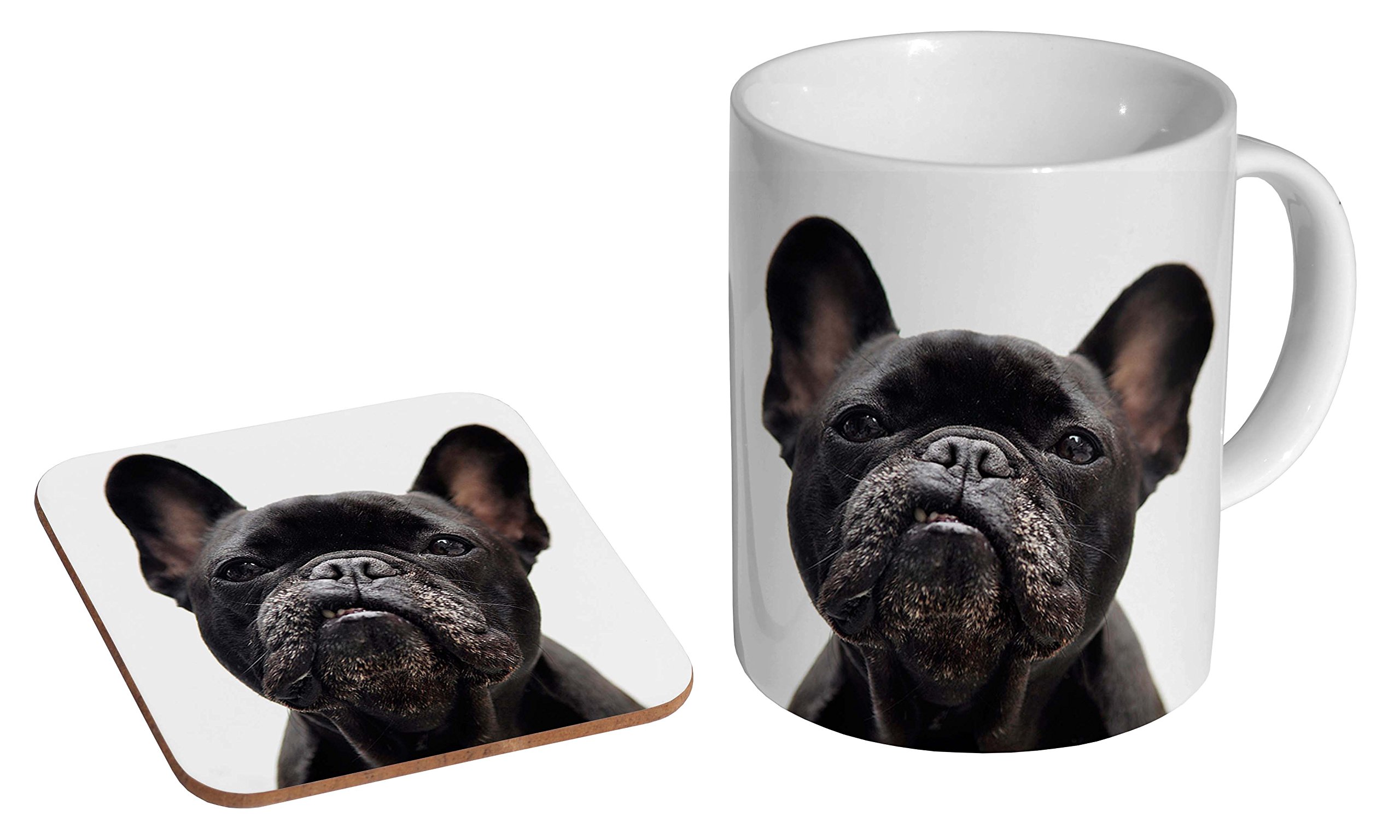 Mugmart White French Bulldog Dog Ceramic Coffee Mug + Coaster Gift Set …