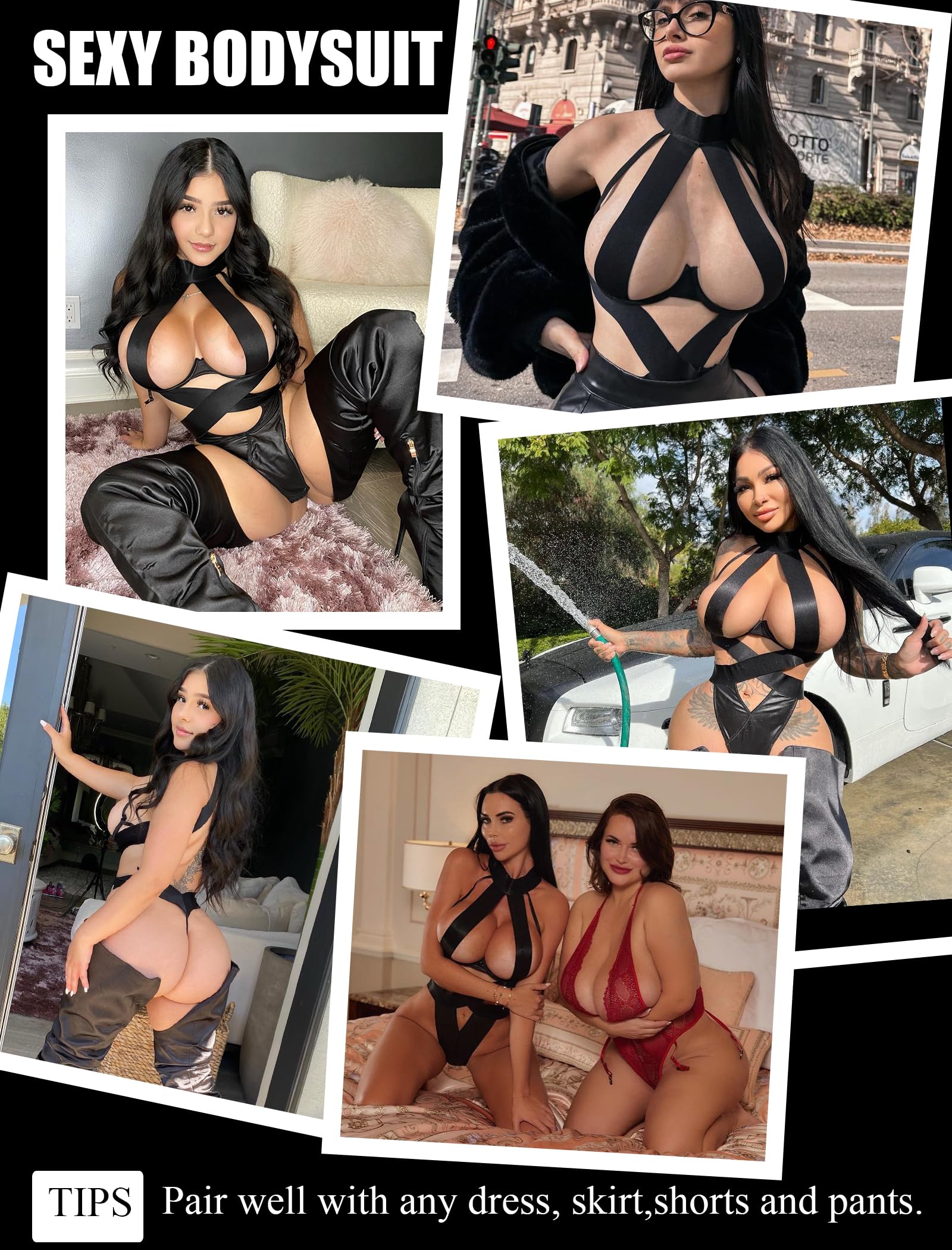 Avidlove Women Lingerie Sexy Bodysuit Strappy Teddy Lingeries One Piece Mini Babydoll with Underwire: Small Black