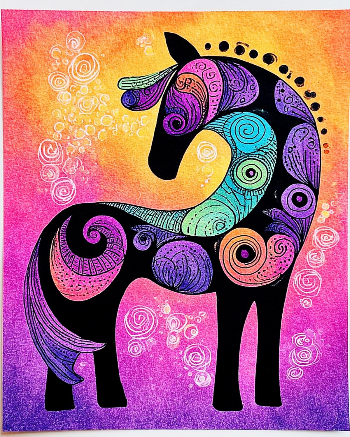 LIUBAISHI Paint by Numbers for Adults, Colourful Dream Horse, 40x50 cm Acrylic Canvas Painting Kit with Brushes and Paints