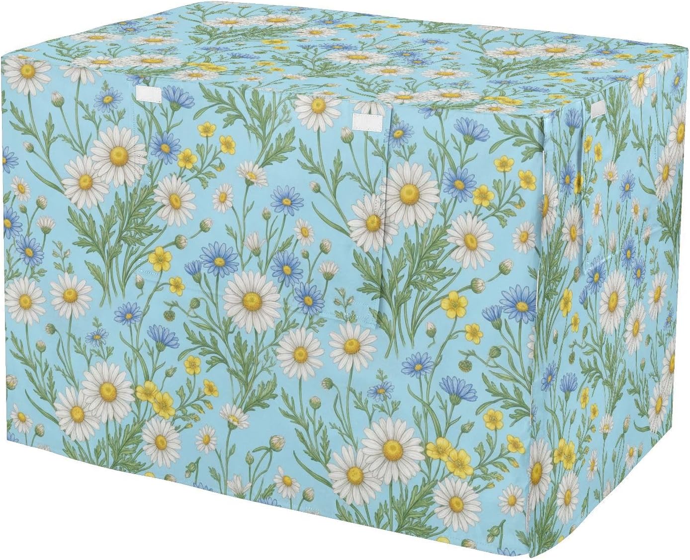 Duty 600D Silver Coated Dog Crate Cover, Water-Resistant Daisy Print Pet Kennel Canopy with Mesh Windows for Optimal Ventilation, Universal Fit for Standard Wire Cage, Indoor & Travel