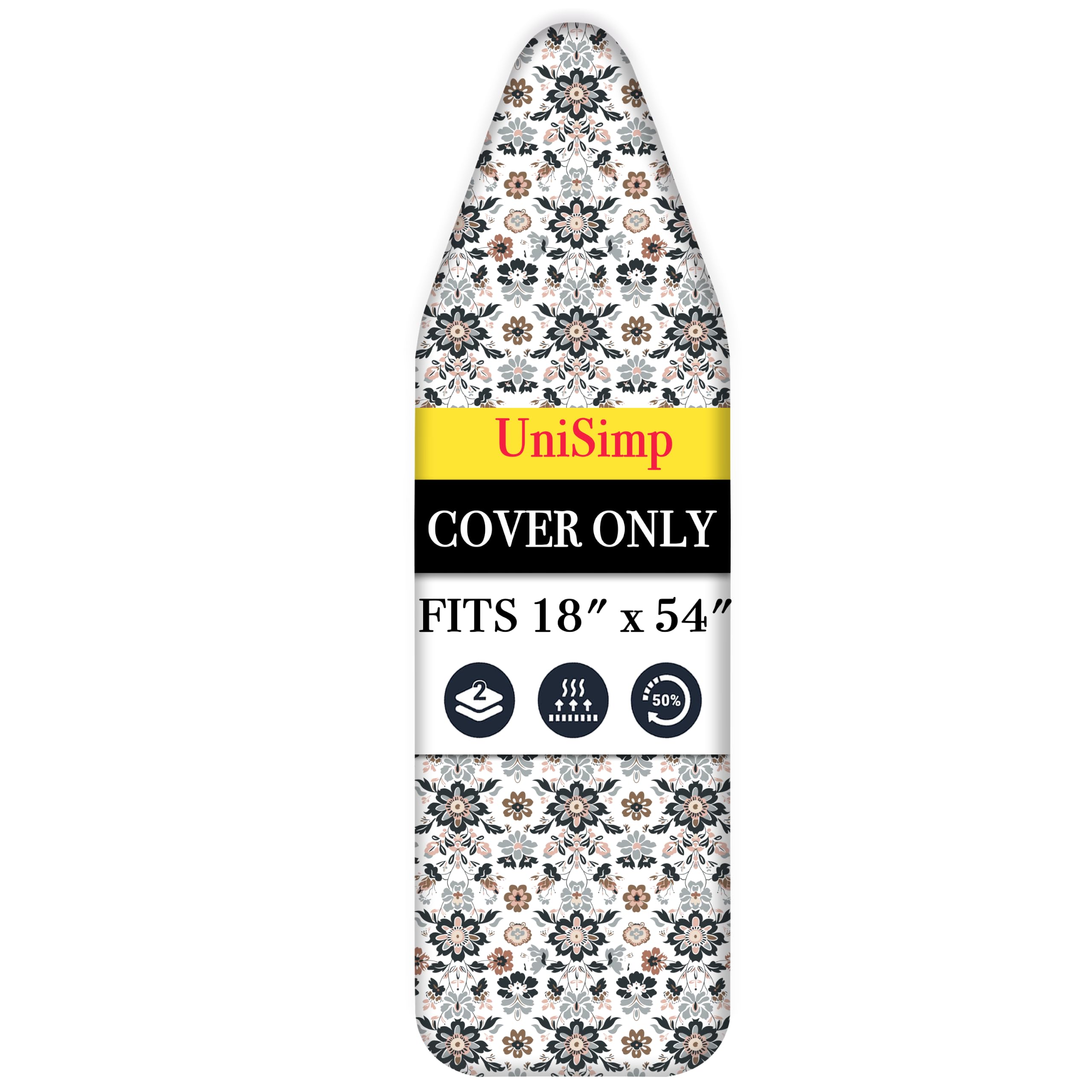 UniSimp Ironing Board Cover and Pad 18x54, Extra Large, Floral