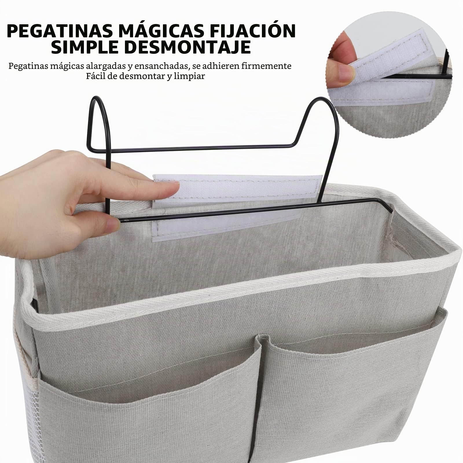 Organizador de cama 2 piezas colgante impermeable, bolsillo de almacenamiento para dormitorio, mesita de noche y sofá