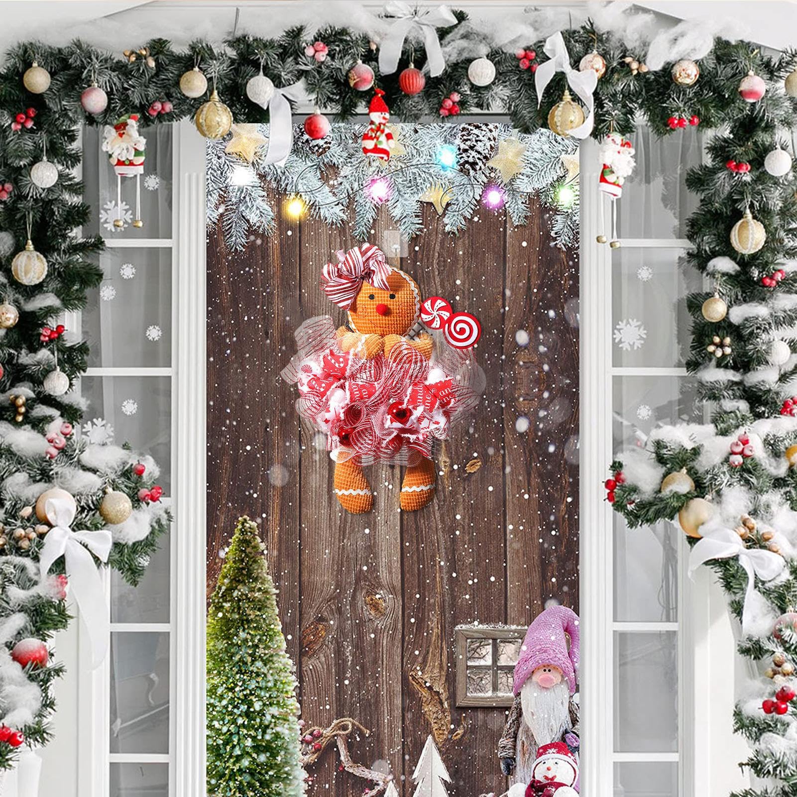 Couronne de d’épice de Noël de d’épice de de Vacances | Couronne de Noël pour mur, cheminée, entrée, cheminée ou fenêtre, 18,11 x 16,14 pouces
