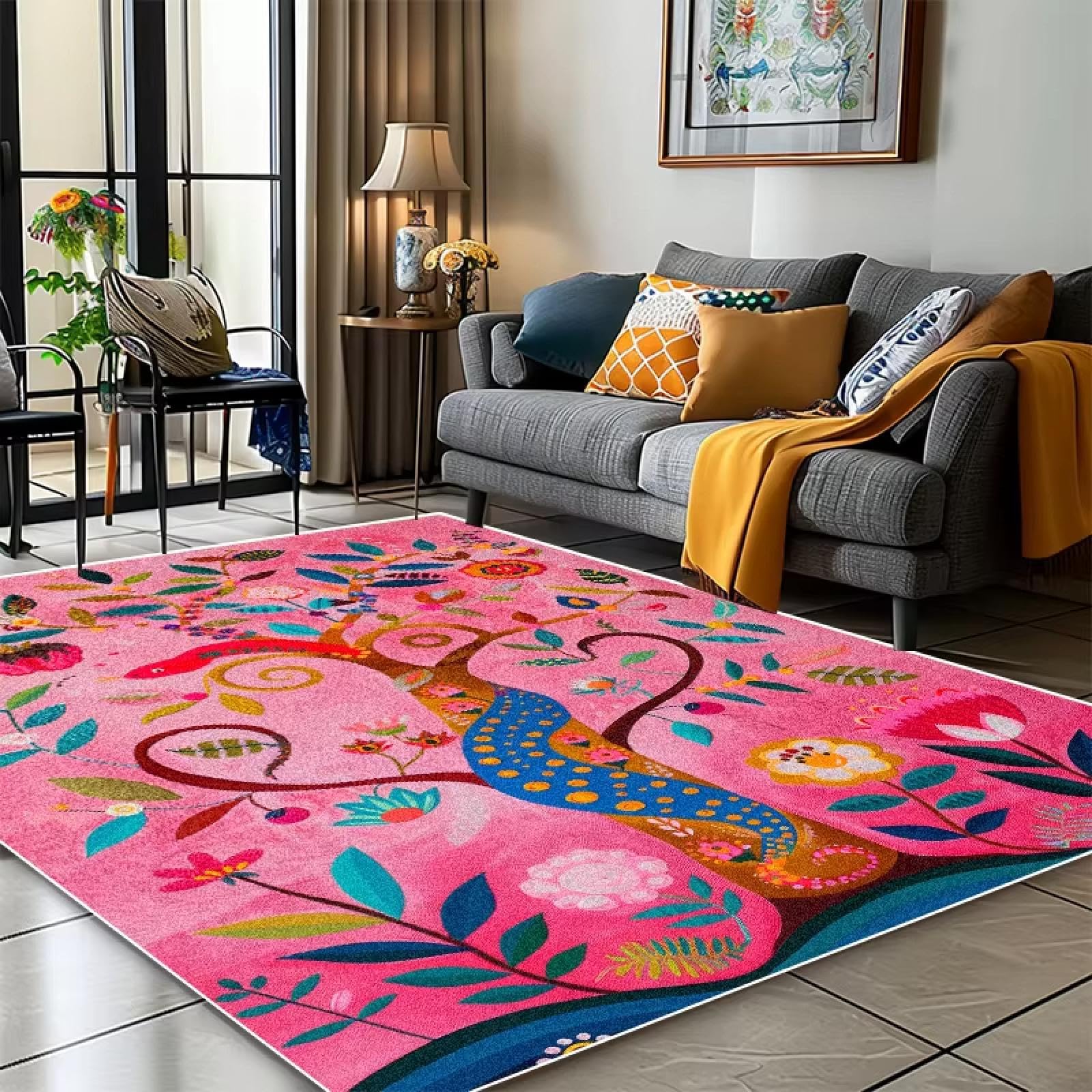 Tapis de sol à motif serpent grand tapis extérieur abrité antidérapant salon 80x120