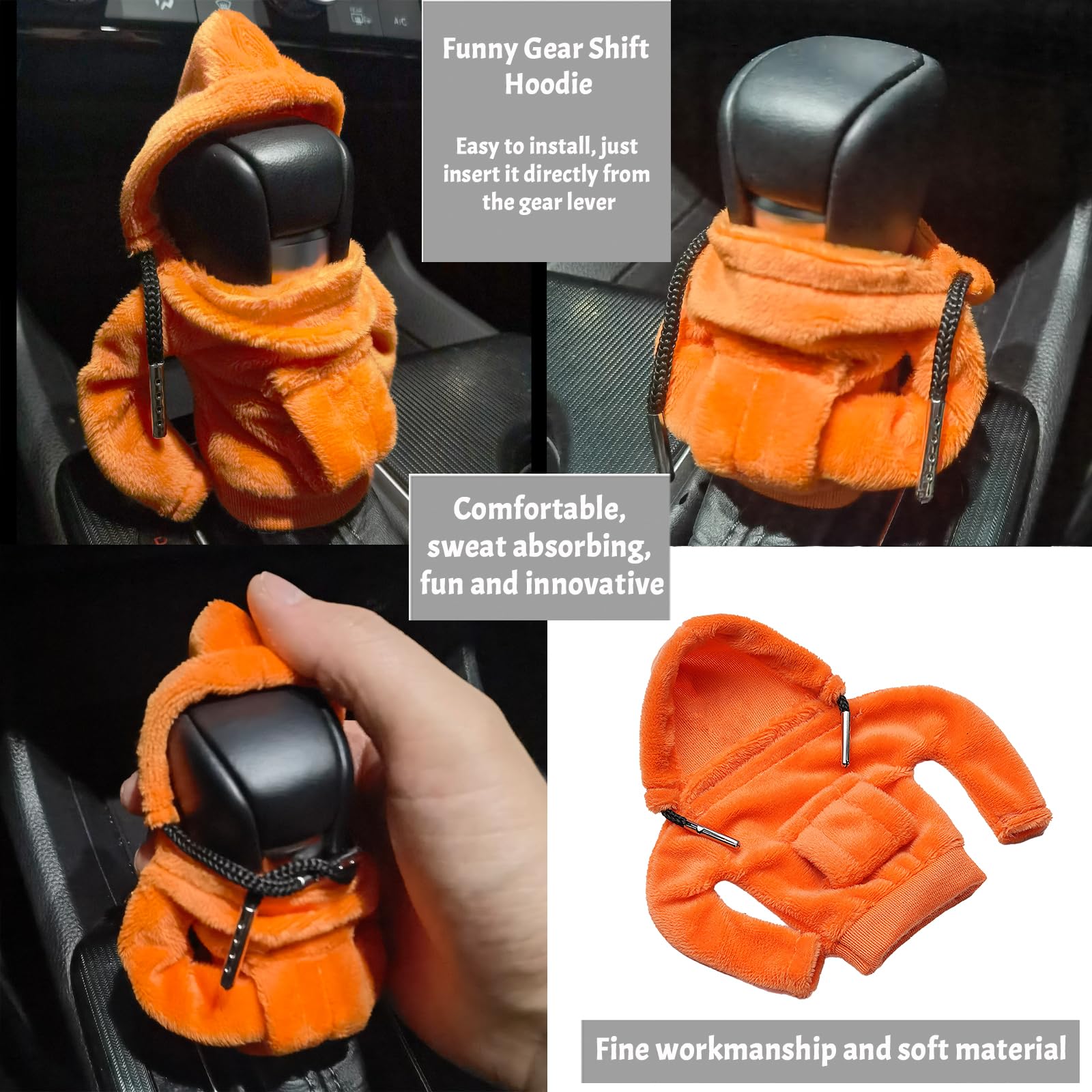 Ohleats Car Gear Shift Hoodie, Mini Funny Fashionable Automotive Gear Shifter Cover, Winter Warm Car Shift Knob Sweater Protector, Universal Interior - View #13