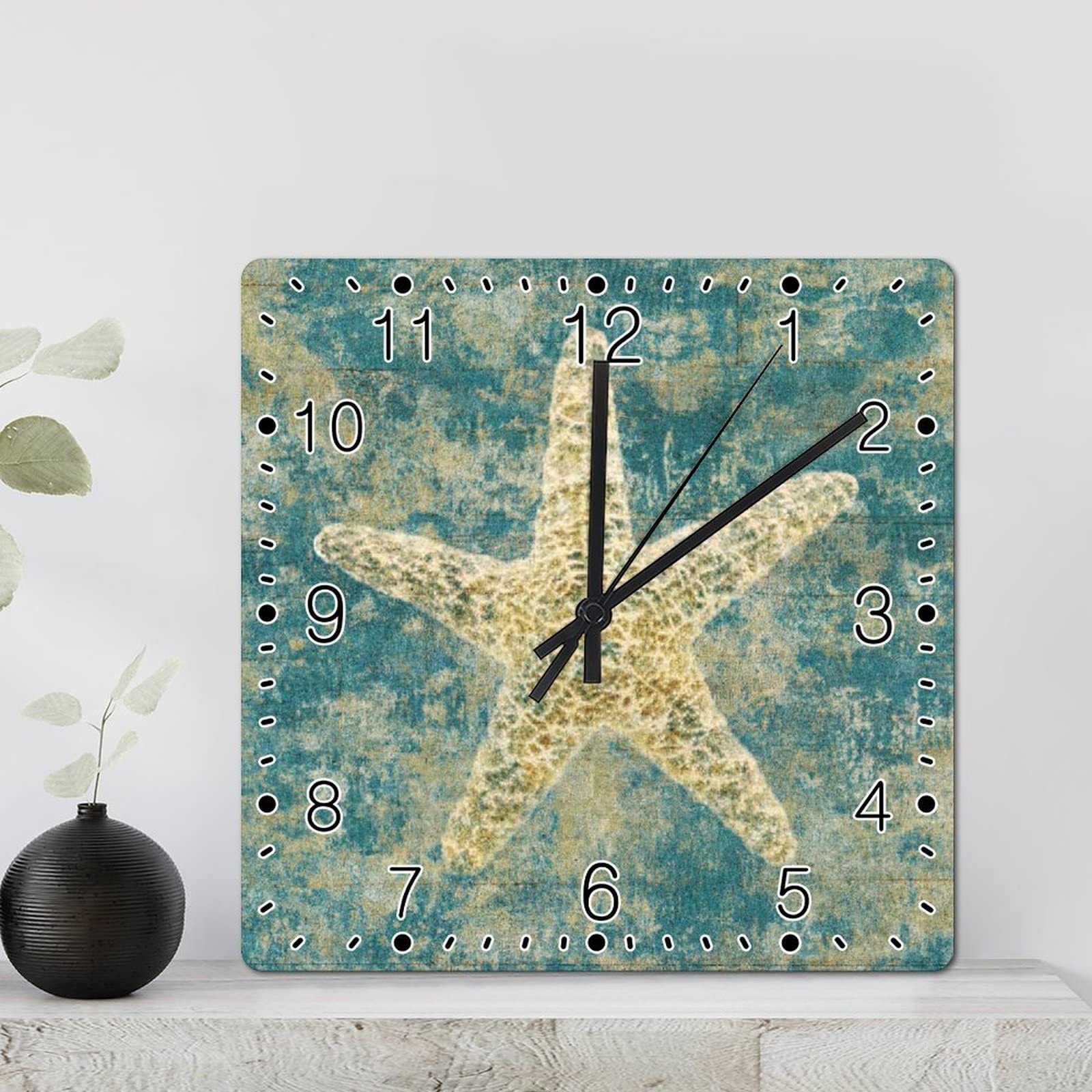 Horloge murale bois silencieuse décoration bord de mer