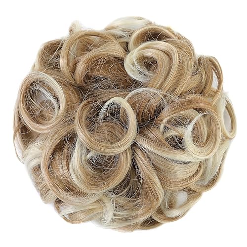 Miniatura 2 de Elaine Extensión de moño grande y desordenado, moño rizado, piezas de cabello sintético ondulado grande con coletero grueso y recogido (punta rubio
