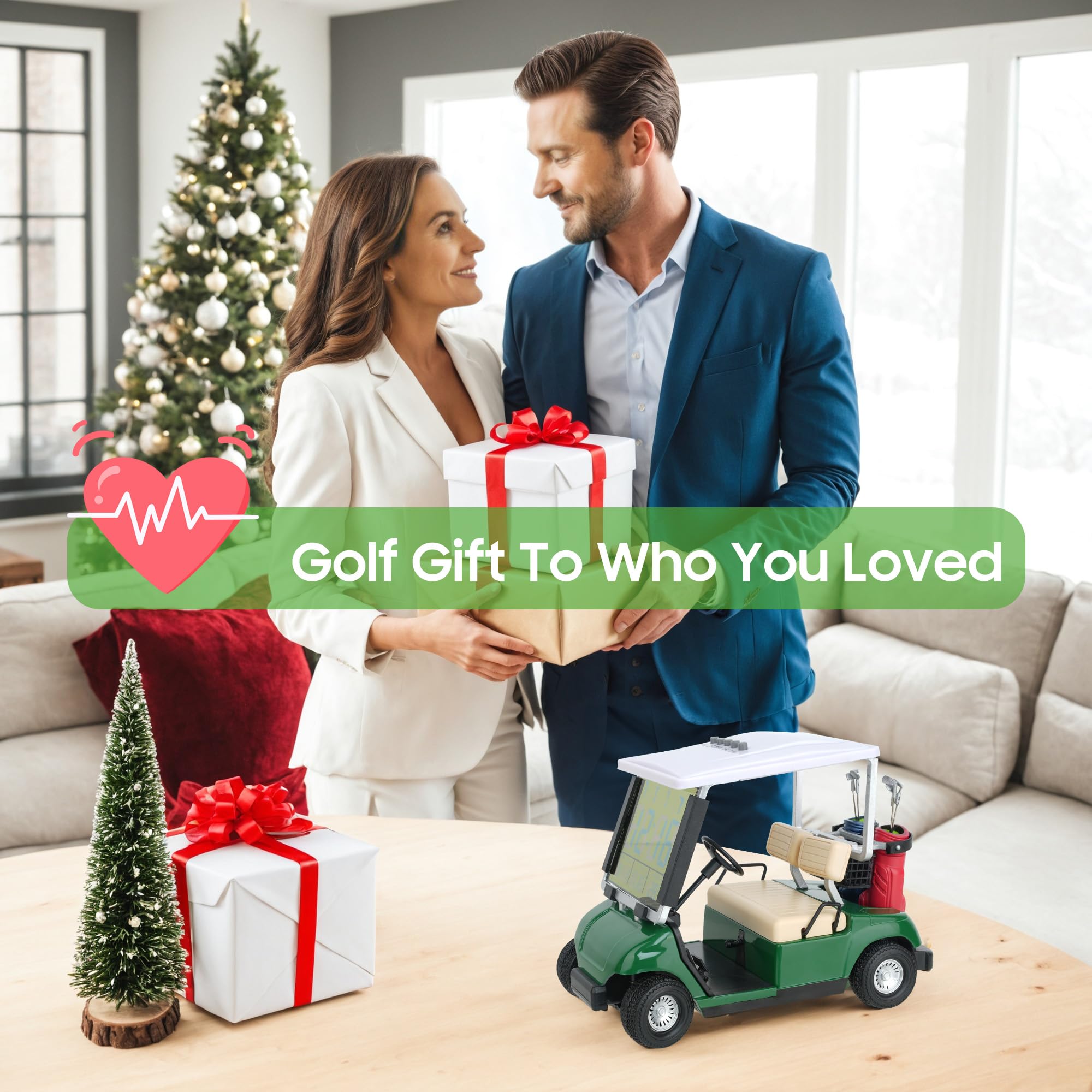 10L0L Mini reloj despertador para carrito de golf, pantalla LCD, calendario, regalos de golf para hombres, fanáticos, golfistas, recuerdo de carreras superiores, novedad (verde)