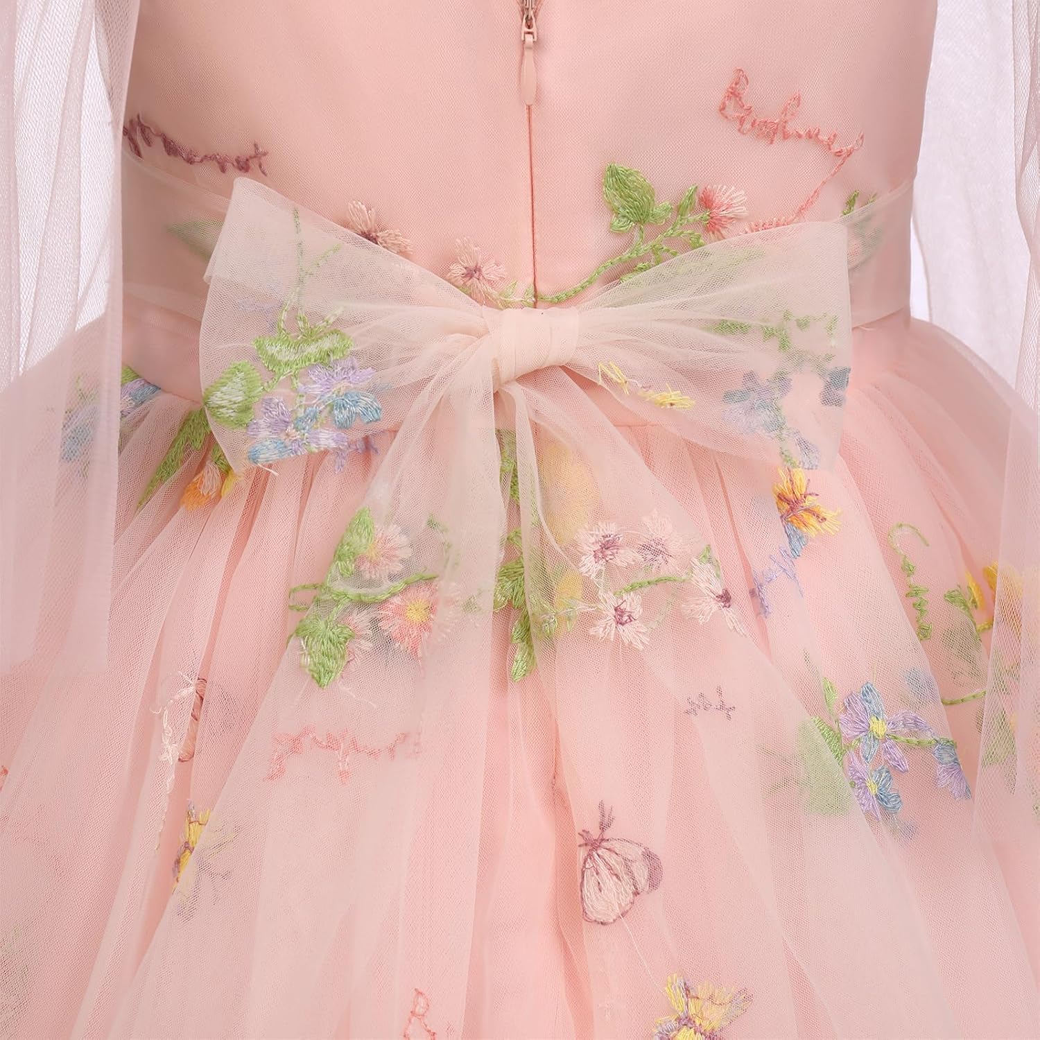 IBTOM CASTLE Toddler Baby Flower Girl Dress Sleeveless Floral Embroidered Tulle Dresses for Wedding Birthday Pageant