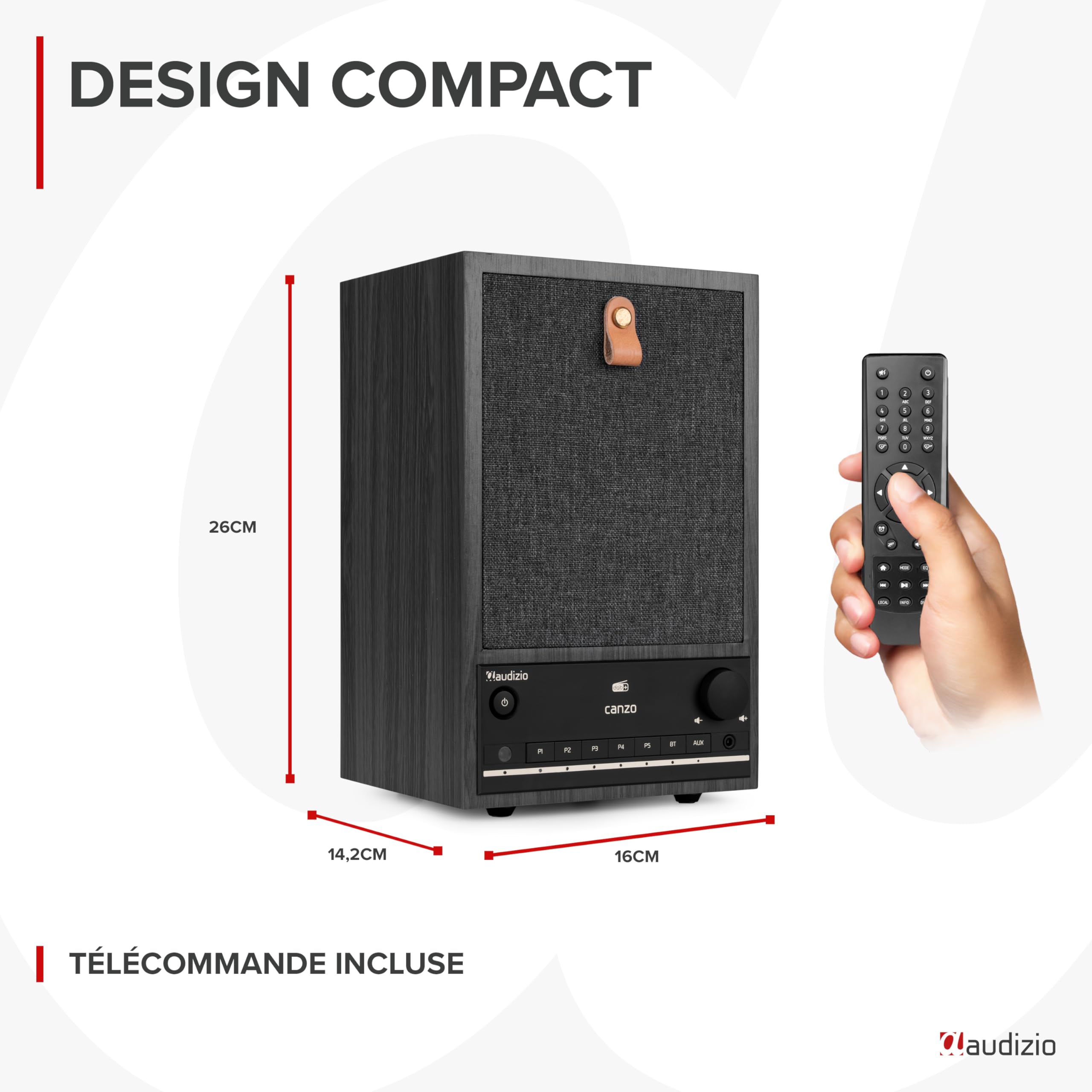 Audizio Canzo Radio Internet WiFi avec Dab/FM et Bluetooth - Gris, Radio au Design Rétro, Panneau Amovible, Écran LCD, Réveil, Télécommande Incluse, Idéale comme Radio de Bibliothèque