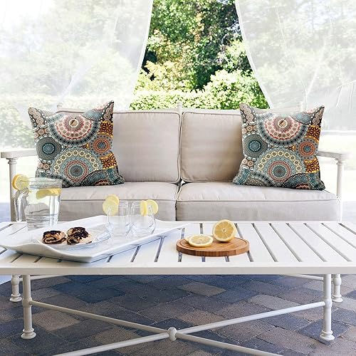 Miniatura 6 de Juego de 2 fundas de almohada bohemias de 18 x 18 pulgadas, fundas de almohada suaves para sofá, dormitorio, sala de estar