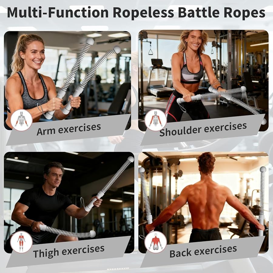 Ropeless Battle Ropes Weighted, 2 Pack Portable Cordless Battle Ropes ...