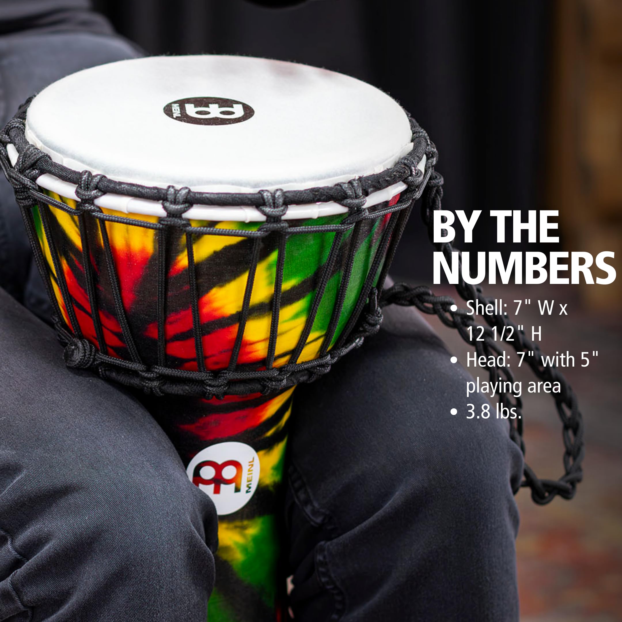 Meinl Percussion Junior Djembe - Tamburo a mano, testa e guscio sintetico, non prodotto in Cina, accordatura a corda di dimensioni compatte, garanzia di 2 anni (JRD-TD)