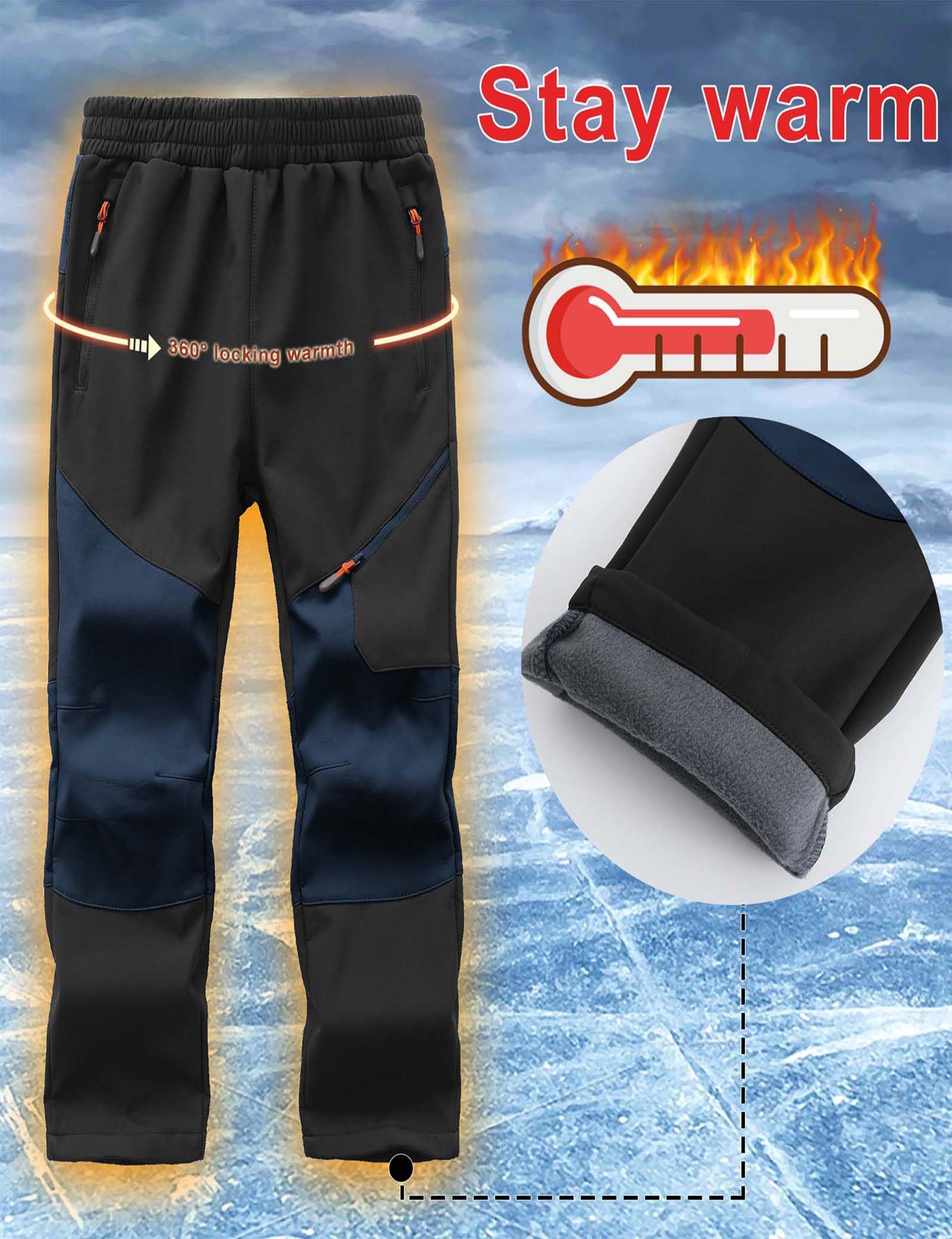 Zoofly Softshellhose Kind Skihose Jungen Gefütterte Hose Kinder Thermohose Kinderarbeitshose Kinder Winddichte Winter Schneehose Jungen Mädchen Wanderhose
