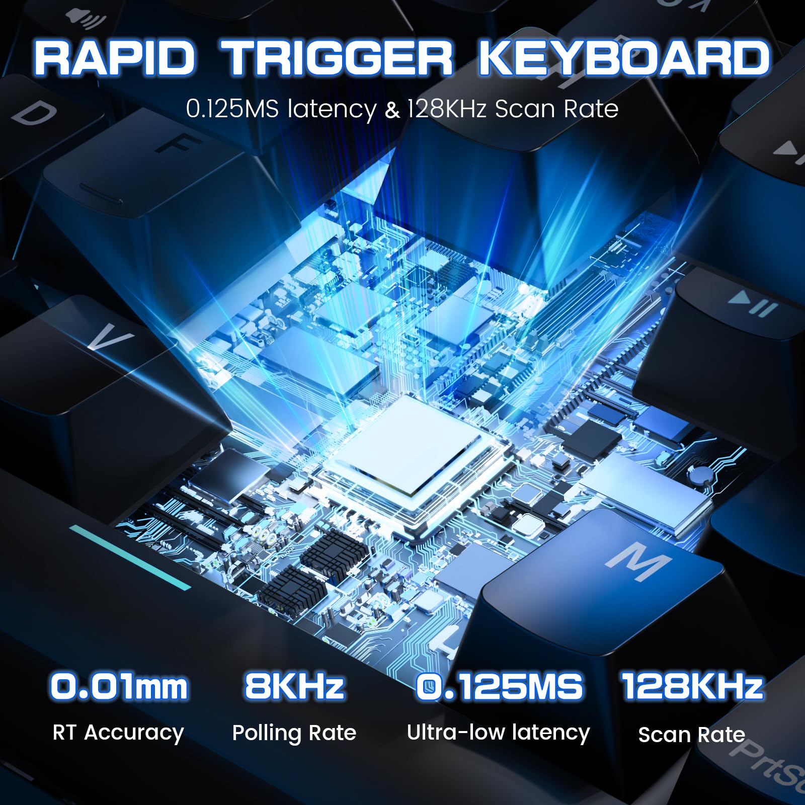 MAGIC-REFINER X68 HE Tastiera Rapid Trigger 8000Hz,Tastiera Magnetica Cablata,Attuazione Regolabile,Layout UK,Latenza 0,125ms,Precisione RT 0,01mm,Snap Tap,Retroilluminazione RGB