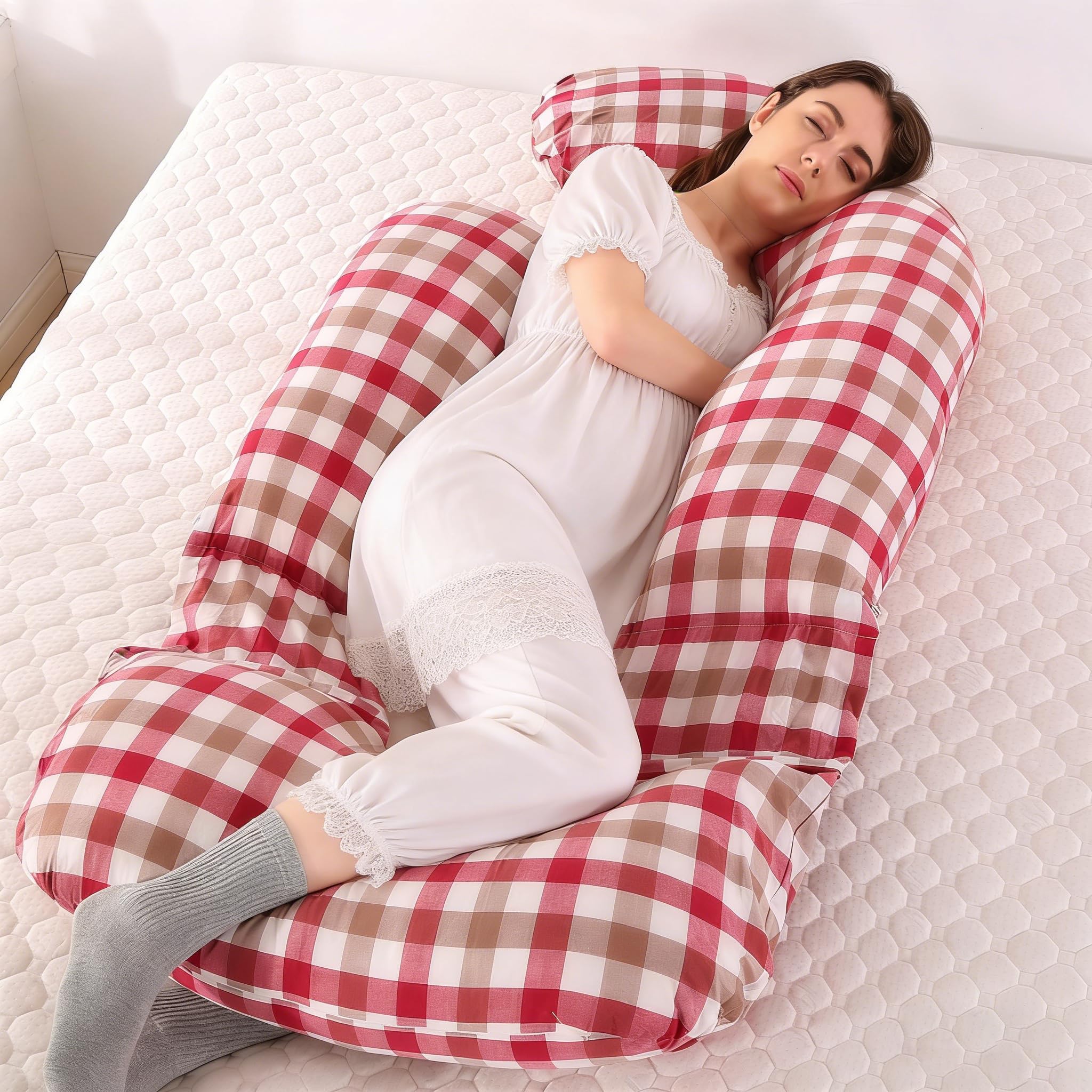 AEIL Cuscino a forma di G per donna incinta, per dormire, rimovibile, multifunzione, silenzioso e confortevole, ergonomico