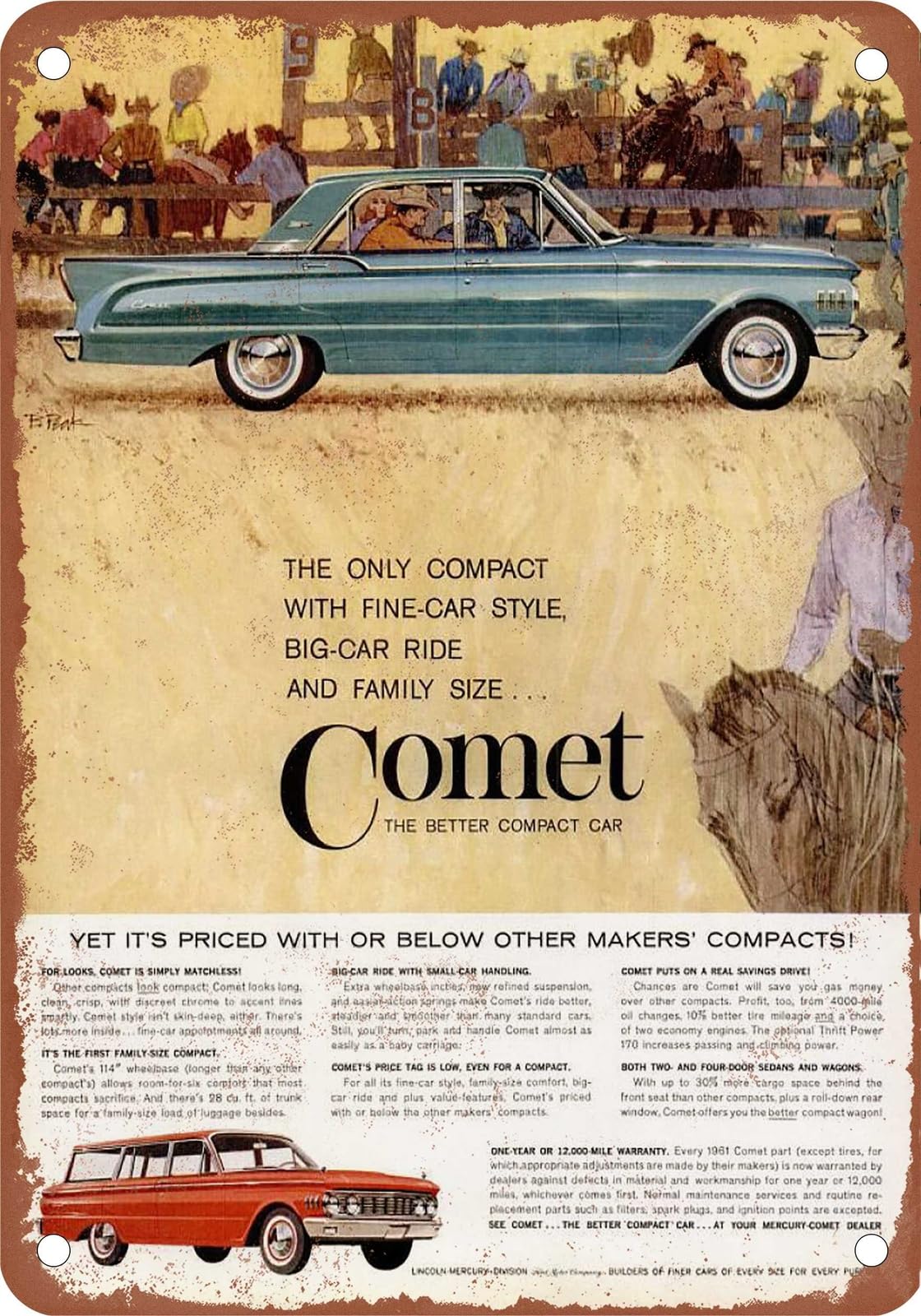 Miaomansenstore Metal Sign - 1961 Mercury Vintage Ad 03 - Old Retro Rusty Look Home Decor