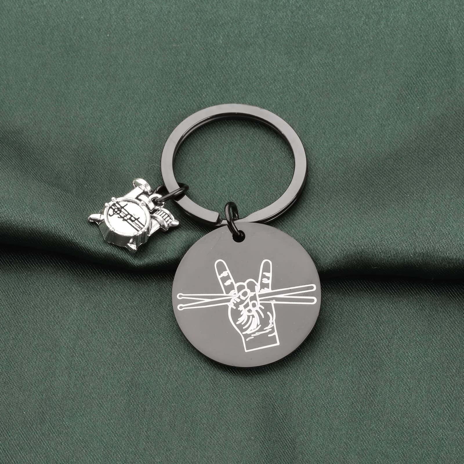 PLITI Porte-clés pour batteur - Cadeau pour musicien - Baguette et kit de batterie - Bijoux de percussion - Cadeau pour batteur - Cadeau pour percussionniste