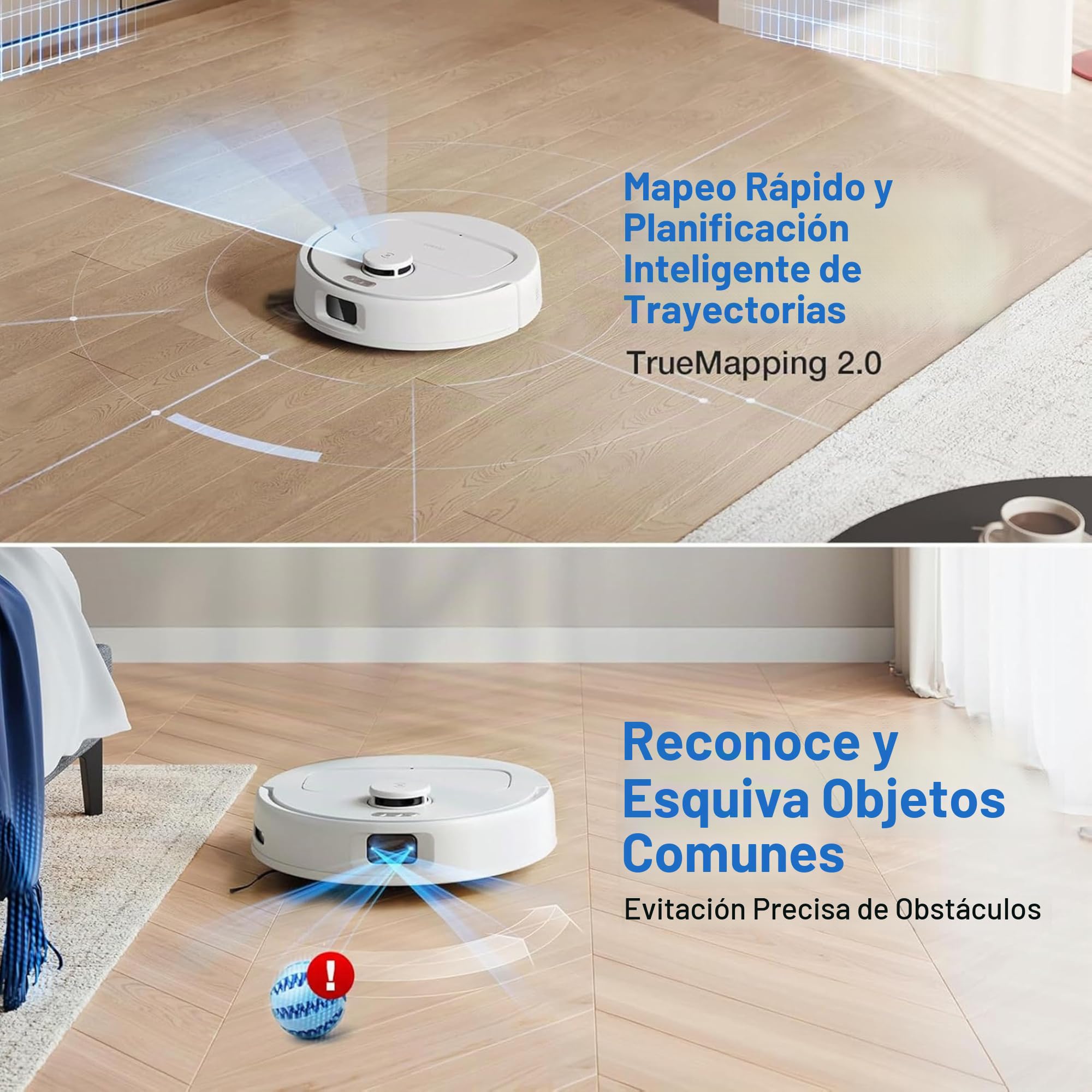 ECOVACS N30 Pro Omni aspriadora Robot con estación Vaciado, Lavada, Secado automáticos, 10 00 Pa, Cepillo antienredos ZeroTangle 2.0, Limpieza Agua Caliente 60 ℃, mopa adaptiva TruEdge, Blanco
