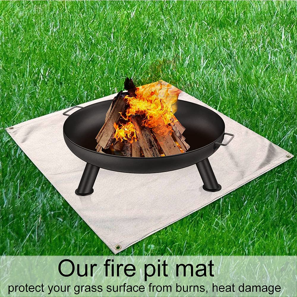 Hggzeg, tappetino per barbecue in vetro ignifugo, resistente al calore, protezione per terra, patio, terrazza, prato, esterno o campeggio (grande dimensioni: 100 x 100 cm