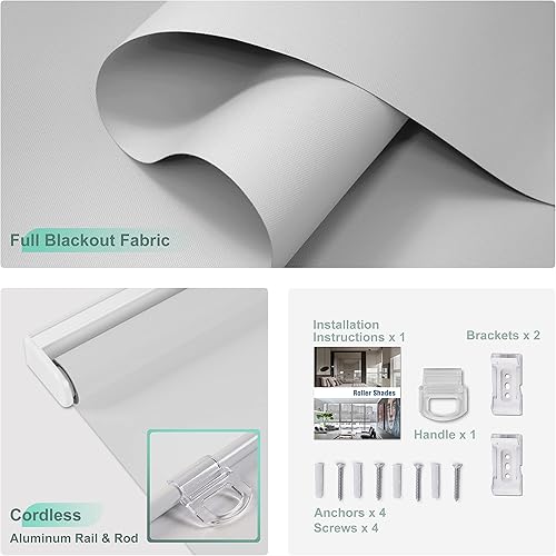 Miniatura 5 de Persianas enrollables opacas para ventanas, sin cordón, para aislamiento térmico, oscurecimiento de habitación, persianas enrollables para el hogar,